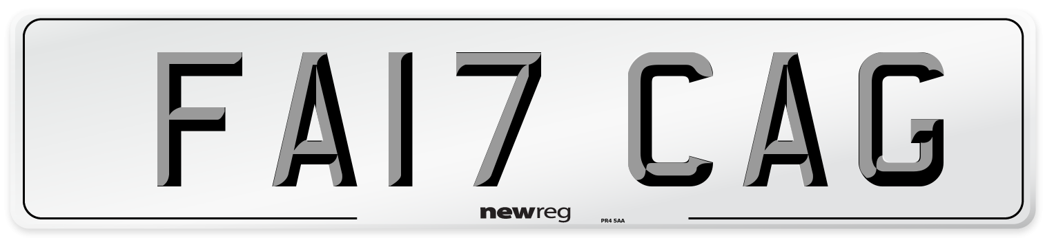 FA17 CAG Number Plate from New Reg
